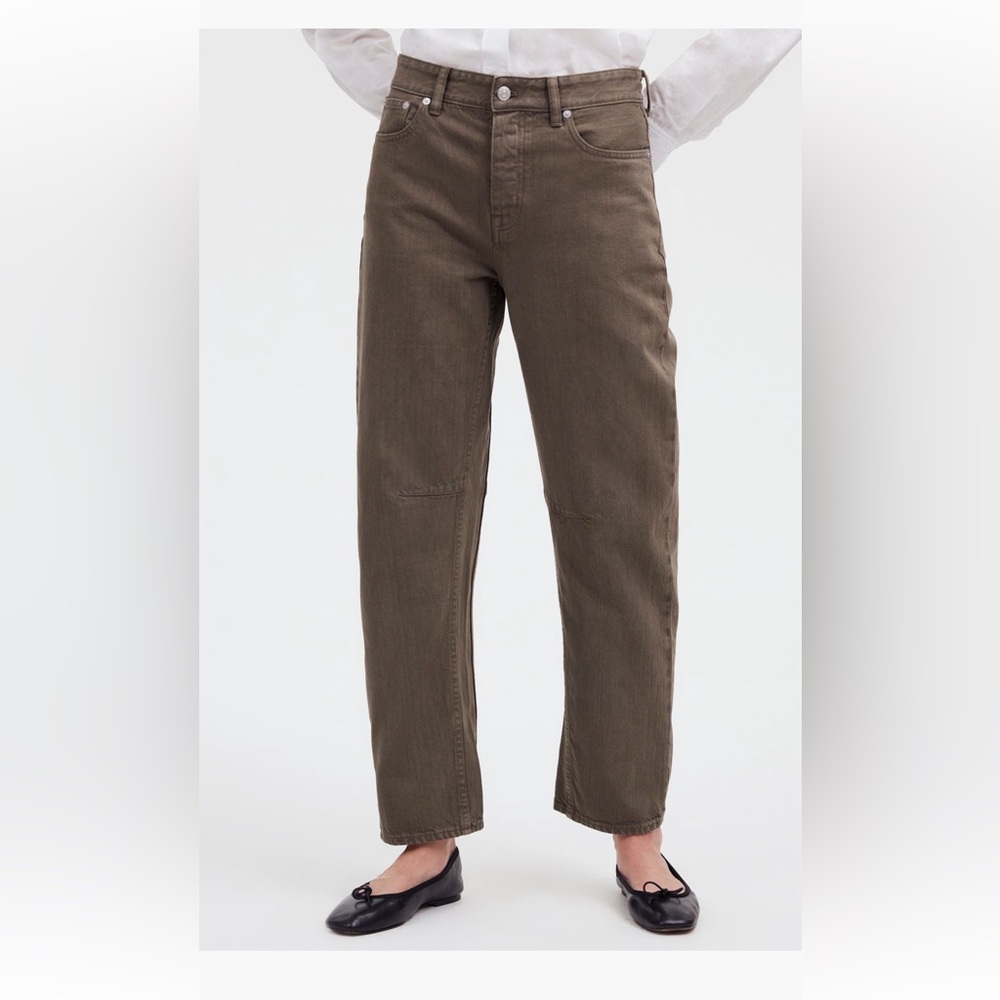 NWT MADEWELL Darted Barrel Leg Jean in Driftwood Brown 33